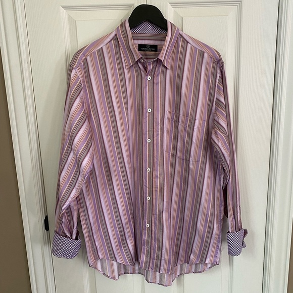 Bugatchi Uomo Multicolor Striped Button Down Shirt large - Picture 1 of 11